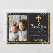 Modern Goud en Zwart Doop Dank u Kaarten (Voorkant)