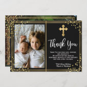 Modern Goud en Zwart Doop Dank u Kaarten (Voorkant / Achterkant)
