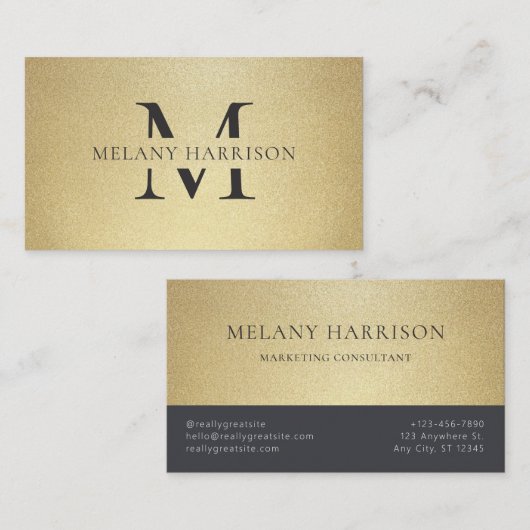 Modern goud en zwart elegant Visitekaartje (Voorkant / Achterkant)