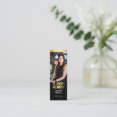 Modern Goud en Zwart Foto Begrafenis Bladwijzer Mini Visitekaartje (Staand voorkant)