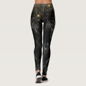 Modern goud en zwart glitter schittert cadeau leggings (Achterkant)