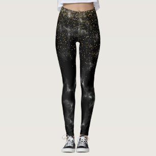 Modern goud en zwart glitter schittert cadeau leggings