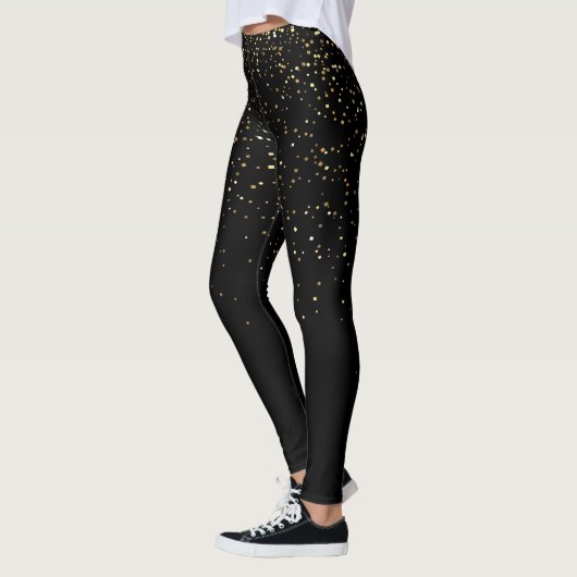 Modern goud en zwart glitter schittert cadeau leggings (Links)