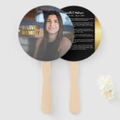 Modern goud en zwart vet foto begrafenisprogramma handwaaier (Voorkant en achterkant)