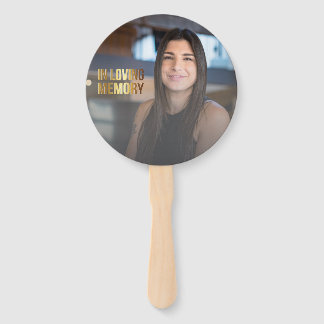 Modern goud en zwart vet foto begrafenisprogramma handwaaier