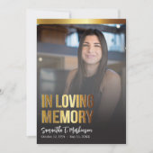 Modern goud en zwart vet foto begrafenisprogramma kaart (Voorkant)