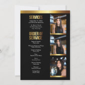 Modern goud en zwart vet foto begrafenisprogramma kaart (Achterkant)