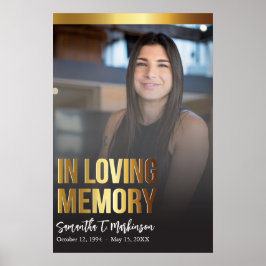 Modern goud en zwart vet foto begrafenisprogramma poster