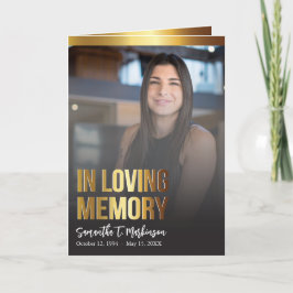 Modern goud en zwart vet foto begrafenisprogramma programma