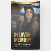 Modern goud en zwart vet foto begrafenisprogramma spandoek (Verticaal)