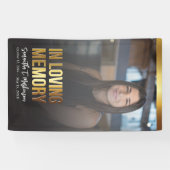 Modern goud en zwart vet foto begrafenisprogramma spandoek (Horizontaal)