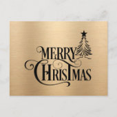Modern goud en zwart vrolijk kerstscript feestdagenkaart (Voorkant)