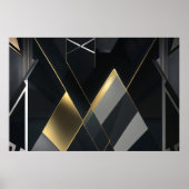 Modern Goud en Zwarte Abstracte Kunst Poster (Voorkant)