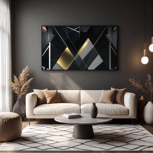 Modern Goud en Zwarte Abstracte Kunst Poster