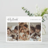 Modern Goud Feliz Navidad Kerstmis Familiefoto Feestdagenkaart (Staand voorkant)