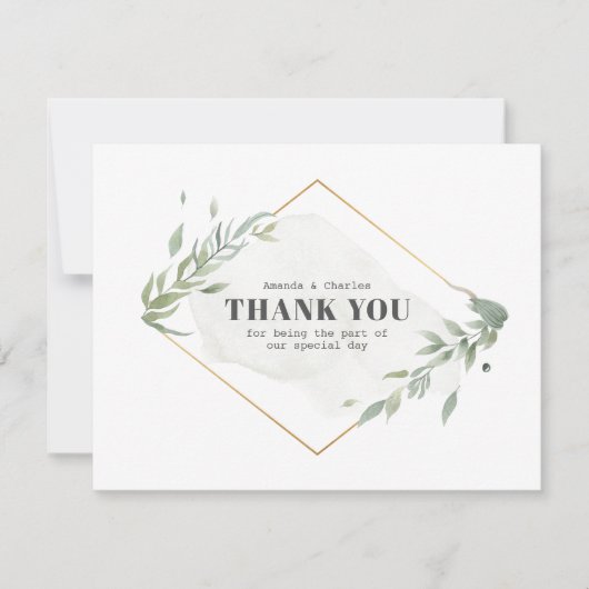Modern Goud & Foliage Lijst Bedankkaart (Voorkant)
