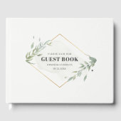 Modern Goud & Foliage Lijst Gastenboek (Voorkant)