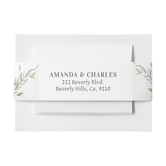 Modern Goud & Foliage Lijst Uitnodigingen Wikkel (Voorkant Voorbeeld)