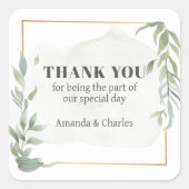 Modern Goud & Foliage Lijst Vierkante Sticker (Voorkant)