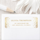 Modern goud folie confetti stippen witte bruiloft etiket (Insitu)