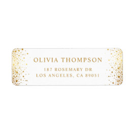 Modern Goud Folie Confetti Stippen Witte Trouw Etiket