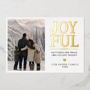 Modern Goud Folie Joyvolle Familie Foto Kerstmis Feestdagenkaart
