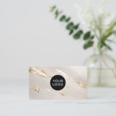 Modern goud folie logo, sociale media & QR-code Visitekaartje (Staand voorkant)