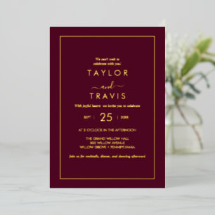 Modern Goud Folie Schrift Marineblauwe Informele Uitnodiging