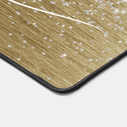 Modern Goud Geborsteld Metaal Zilver Glitter Monog Bureaumat (Hoek)