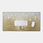 Modern Goud Geborsteld Metaal Zilver Glitter Monog Bureaumat (Keyboard & Muis)