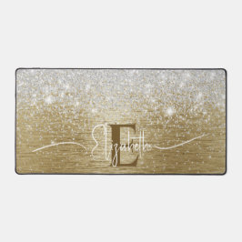 Modern Goud Geborsteld Metaal Zilver Glitter Monog Bureaumat