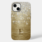 Modern Goud Geborsteld Metaal Zilver Glitter Monog Case-Mate iPhone Case (Achterkant)