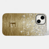Modern Goud Geborsteld Metaal Zilver Glitter Monog Case-Mate iPhone Case (Achterkant (horizontaal))