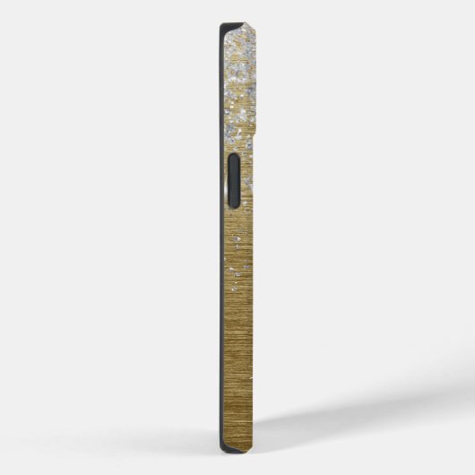 Modern Goud Geborsteld Metaal Zilver Glitter Monog Case-Mate iPhone Case (Achterkant / Rechts)