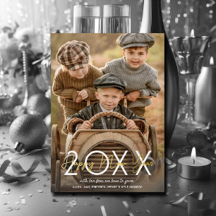 Modern Goud Gelukkig Nieuwjaar Foto Folie Feestdagenkaart