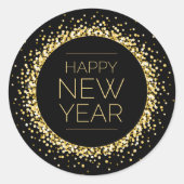 Modern Goud Gelukkig Nieuwjaar Ronde Sticker (Voorkant)