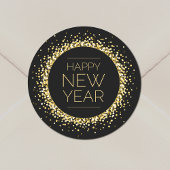 Modern Goud Gelukkig Nieuwjaar Ronde Sticker