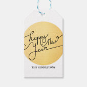 Modern Goud Gelukkig Nieuwjaar Typografie Cadeaulabel (Voorkant)