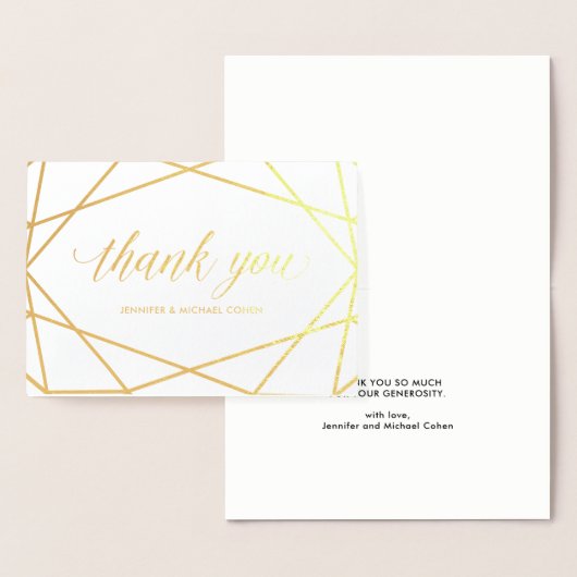 Modern goud geometrisch | Dank je Folie Kaarten (Display)