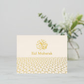Modern Goud geometrisch Eid Mubarak Islamitisch Folie Feestdagen Briefkaart (Staand Voorkant)