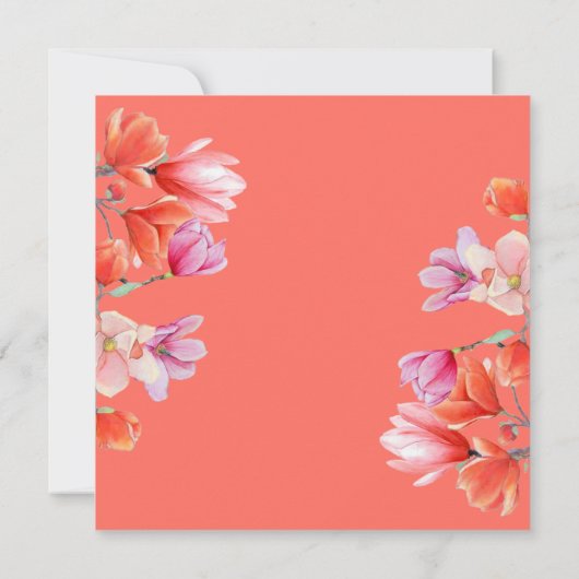 Modern Goud Geometrisch Koraal Wit Bloemen Bruilof Kaart (Achterkant)