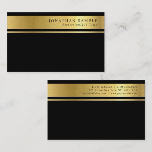 Modern Goud Gestreept Signature UV Matte Luxe Visitekaartje (Voorkant / Achterkant)