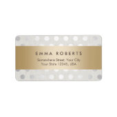 Modern Goud Gestreept Zilver Polka Dots Classy Lin Etiket (Voorkant)