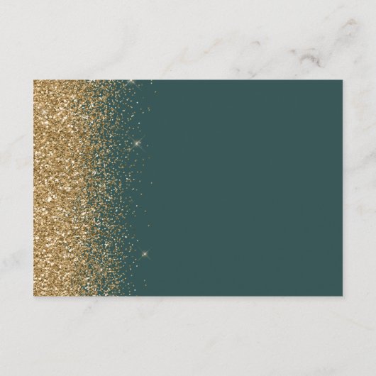 Modern Goud Glitter Donkergroen Bruiloft Receptie Informatiekaartje (Achterkant)