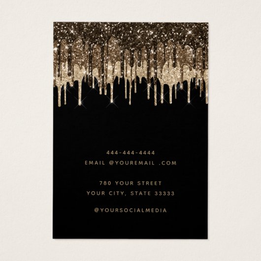 Modern goud Glitter Drips oorbel display kaart (Achterkant)