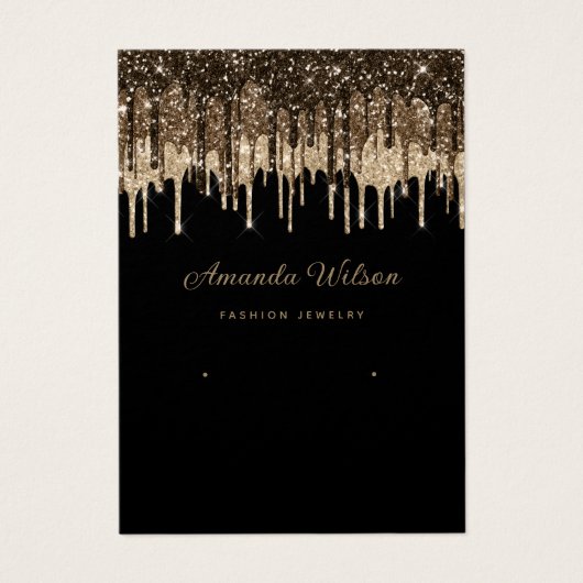 Modern goud Glitter Drips oorbel display kaart (Voorkant)