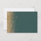 Modern Goud Glitter Edge Donkergroen RSVP Kaartje (Achterkant)