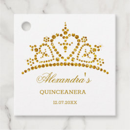 Modern goud glitter effect tiara Quinceanera Bedankjes Labels