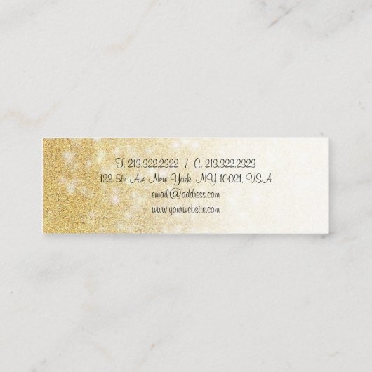 Modern Goud Glitter Kalligrafie Script Elegant Mini Visitekaartje (Achterkant)