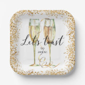 Modern Goud Glitter Party Papier Bord (Voorkant)